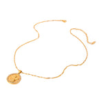 18K Gold Cupid Coin Pendant CZ Necklace