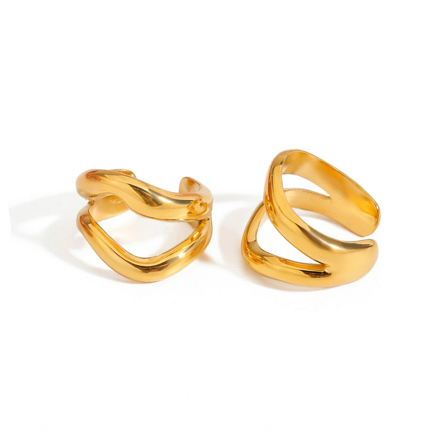 18K Gold Coquette Pavé Bow Stud Earrings Ear Cuffs Set