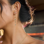 18K Gold Allure CZ Long Drop Dangle Earrings