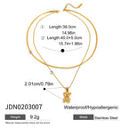 18K Gold Cute Gummy Bear Pendant Herringbone Snake Chain Layered Necklace