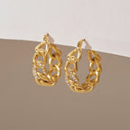18K Gold Chic Links Chain Hoop Earrings