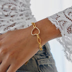 18K Gold Bling Heart Circle Chain Bracelet