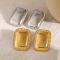 18K Gold Bling Plate Statement Stud Earrings