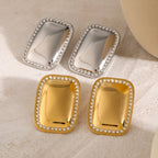 18K Gold Bling Plate Statement Stud Earrings
