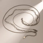 The Essential Stack Silver Paperclip Box Chain Layered Necklace Set