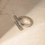 18K Gold Untamed Abstract Geometric CZ Stacking Ring
