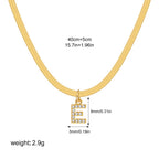 18K Gold Minimalist Glam Herringbone Chain Initial Dainty Necklace