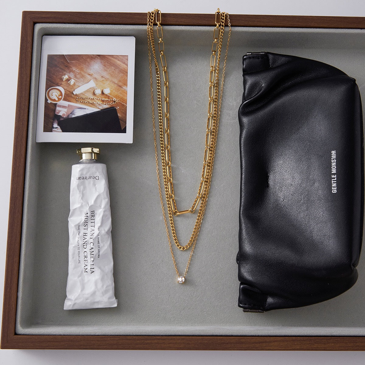 18K Gold Day Dream Dainty Pendant Paperclip Chain Layered Necklace Set