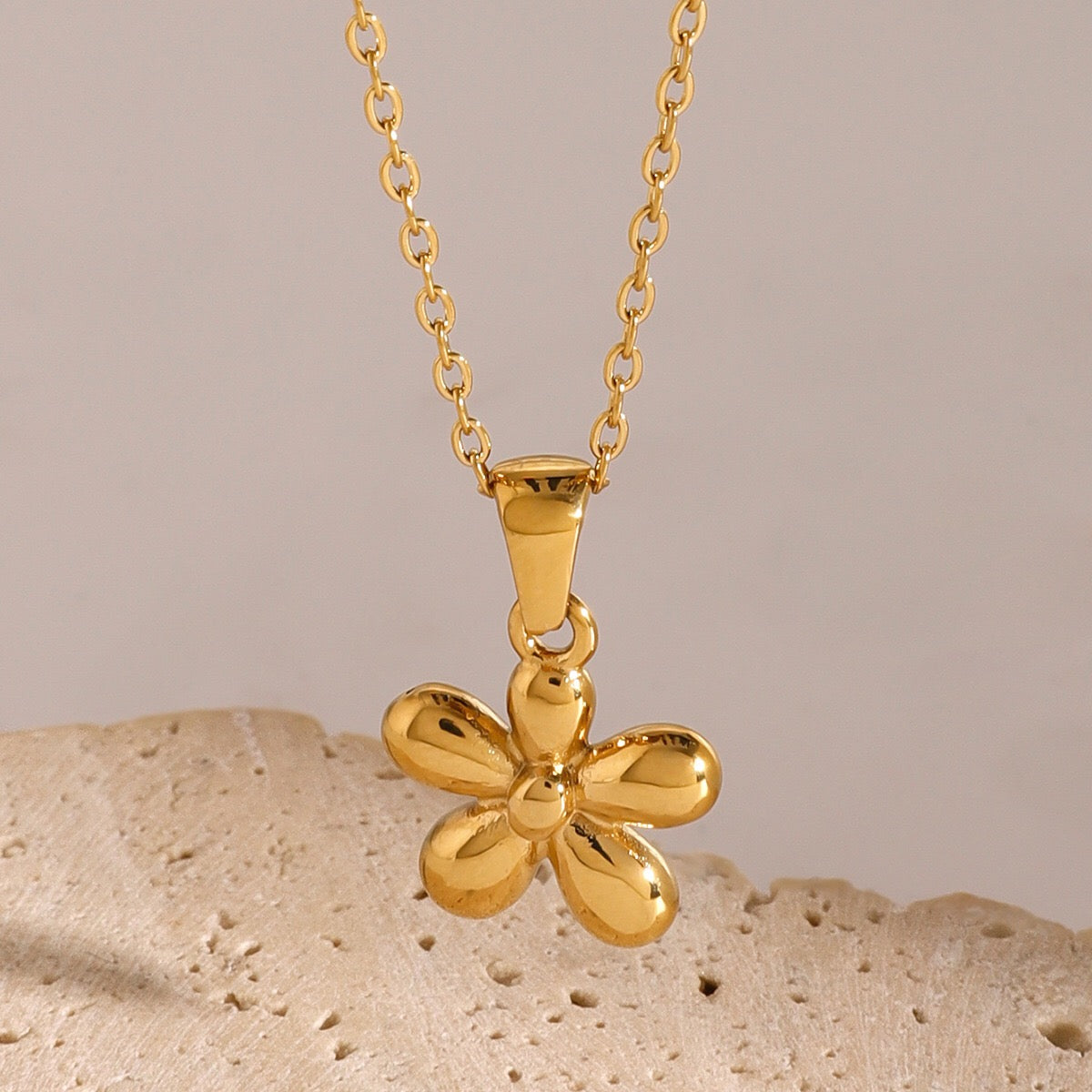 18K Gold Cherry Flower Pendant Necklace