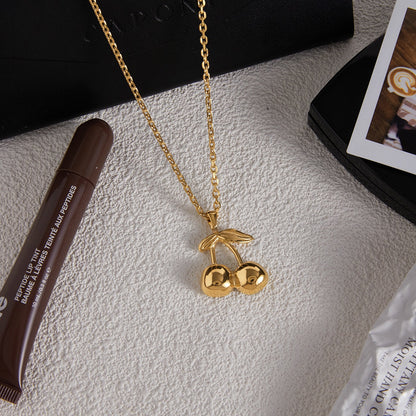 18K Gold Cherry Crush Pendant Cute Necklace