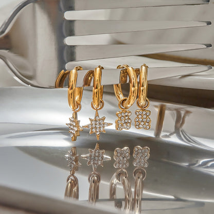 18K Gold Little Wonders Small Hoop Dangle Cartilage Huggie Earrings with Charm