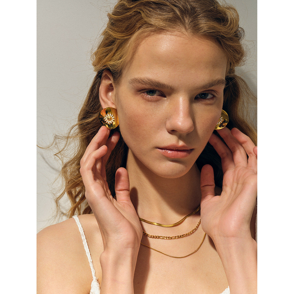 18K Gold Summer Daisy Statement Stud Earrings