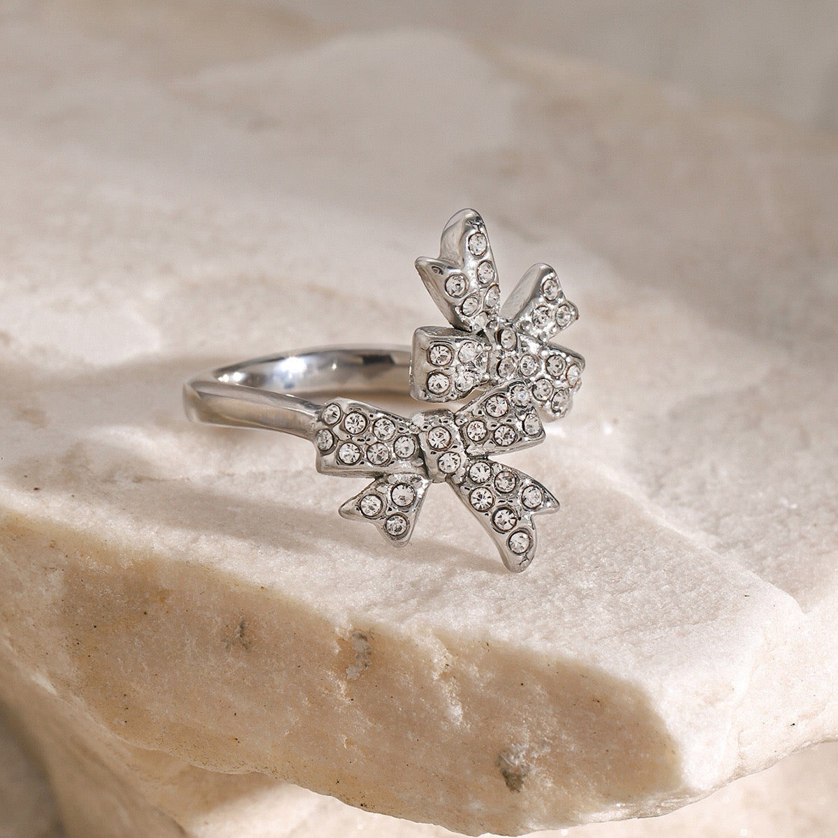 18K Gold Bejeweled Coquette Bow Ring