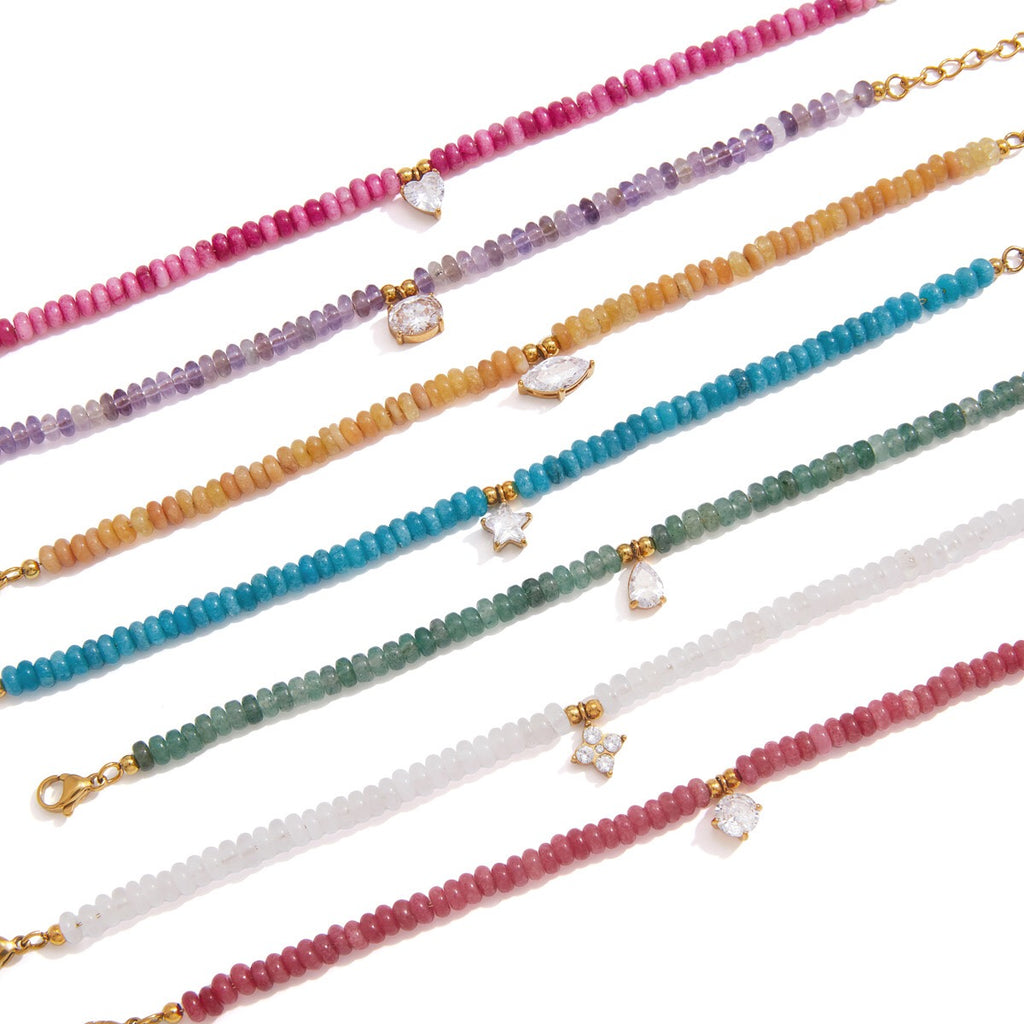 18K Gold Summer Carnival Color Beaded Charm Bracelet