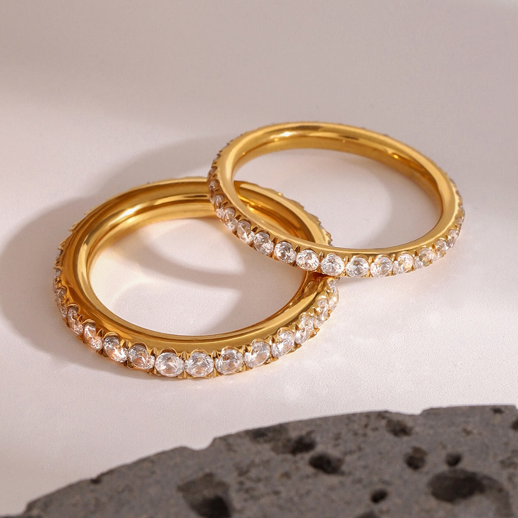 18K Gold Forever Yours Eternity Stacking Promise Couple Ring