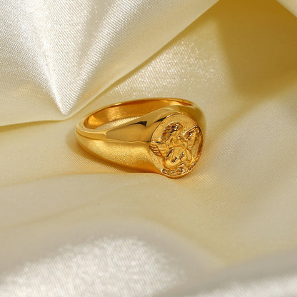 18K Gold Cupid Signet Ring