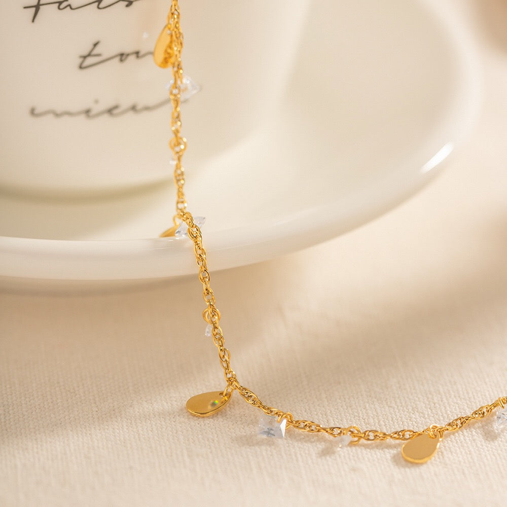 18K Gold Sunbeam Dainty Chain Anklet