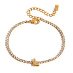18K Gold Glam Bubble Letter Initial Tennis Bracelet