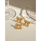18K Gold Bejeweled Coquette Bow Stud Earrings