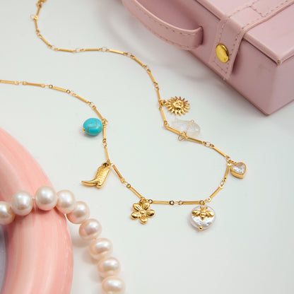 18K Gold Wicked West Cowgirl Charm Necklace