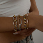 18K Gold and Silver Two Tone Duality Chain Bracelet Stack