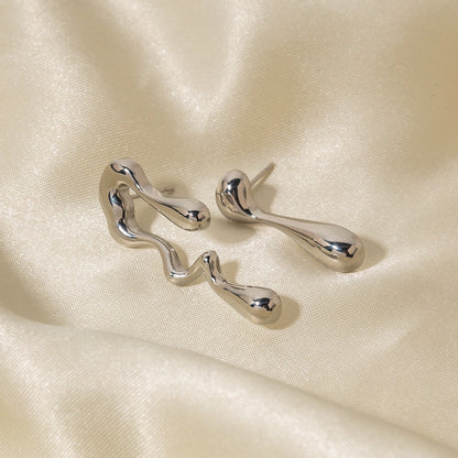 18K Gold Mismatched Drip Statement Stud Earrings