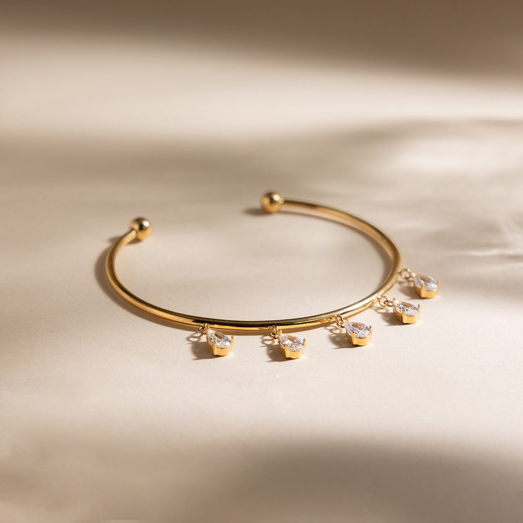 18K Gold Golden Tease Bangle Cuff Bracelet