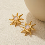 18K Gold Opal Forever Sun Pendant Statement Charm Necklace