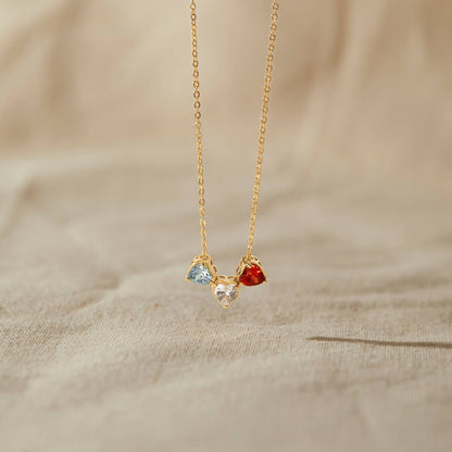 18K Gold Custom Heart Birthstone Charm Necklace