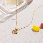 18K Gold Heart to Heart Dainty Pendant Necklace