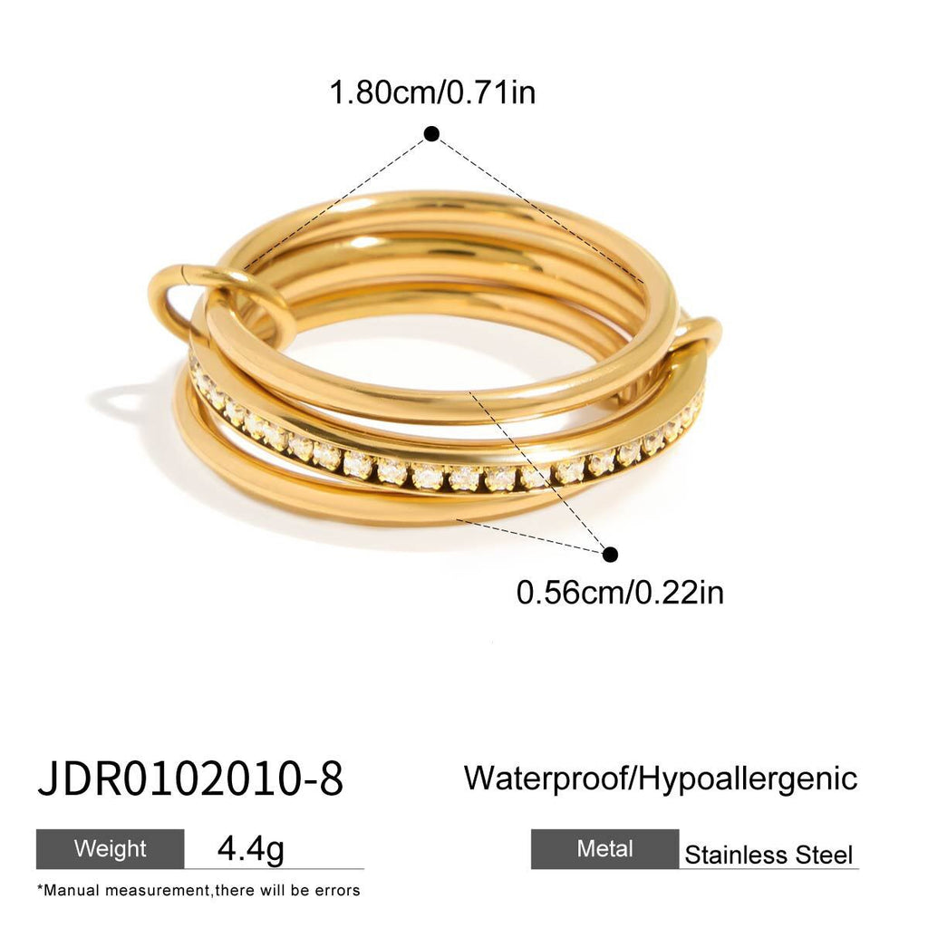 18K Gold and Silver Two Tone Pave Multi Layers Spinelli Stacking Rings