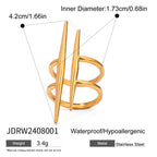 18K Gold Edgy Statement Cuff Ring