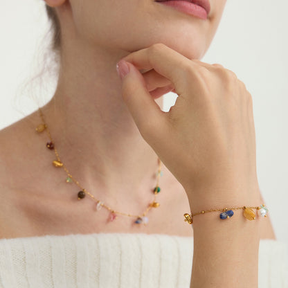 18K Gold Sunkissed Memory Color Beads Chain Bracelet