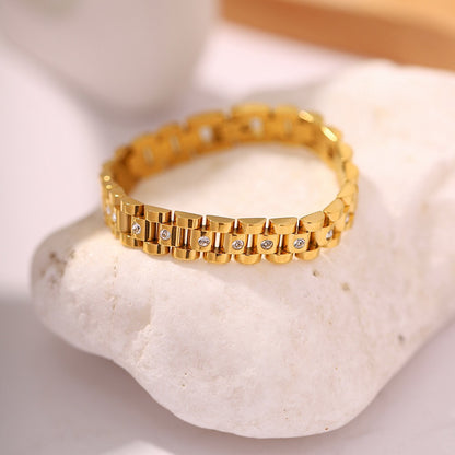 18K Gold Main Character Bling Watch Band Chain Bracelet
