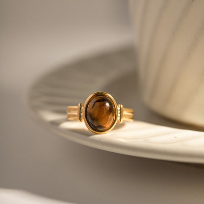 18K Gold Color Gemstone Statement Ring