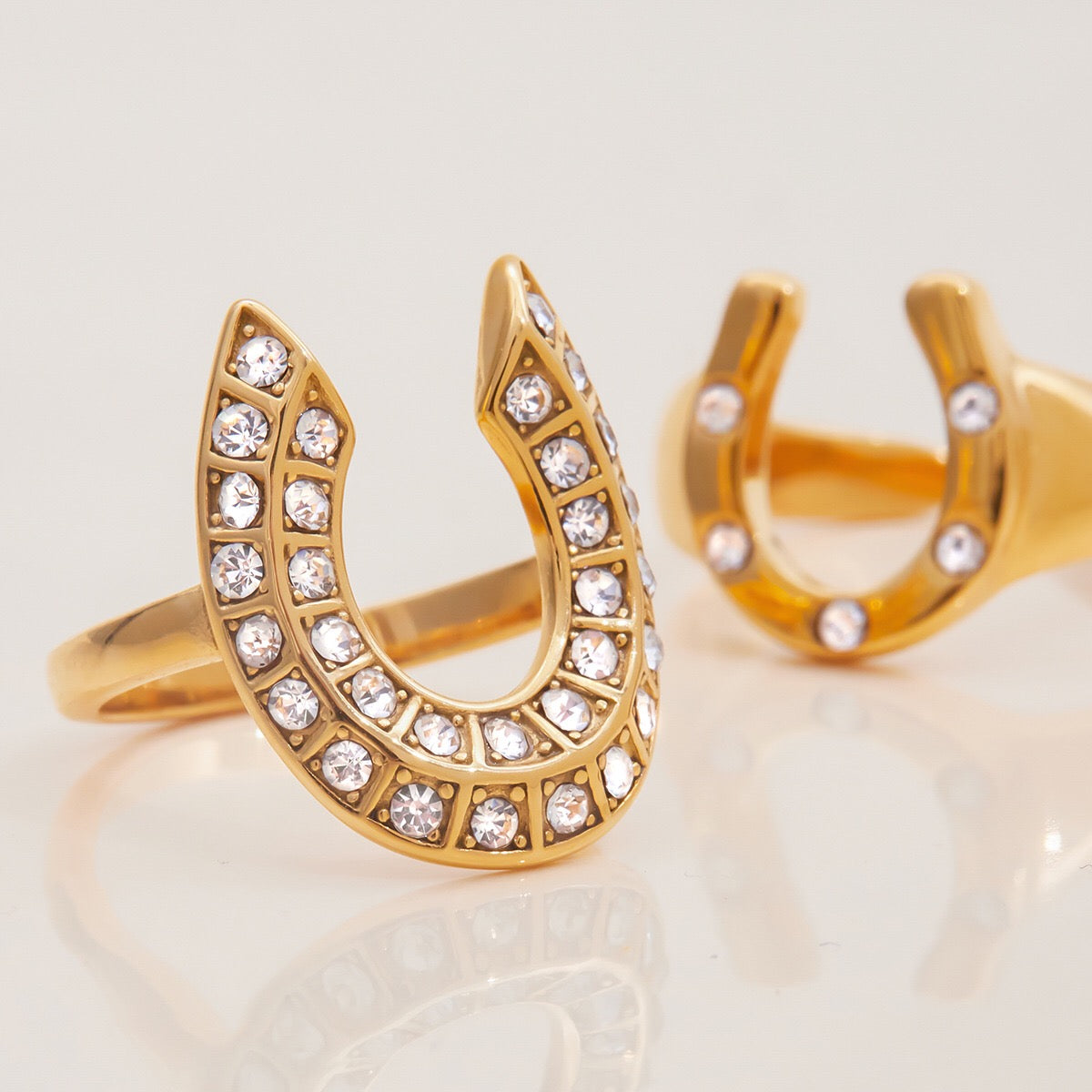 18K Gold Bling Horseshoe Statement Ring
