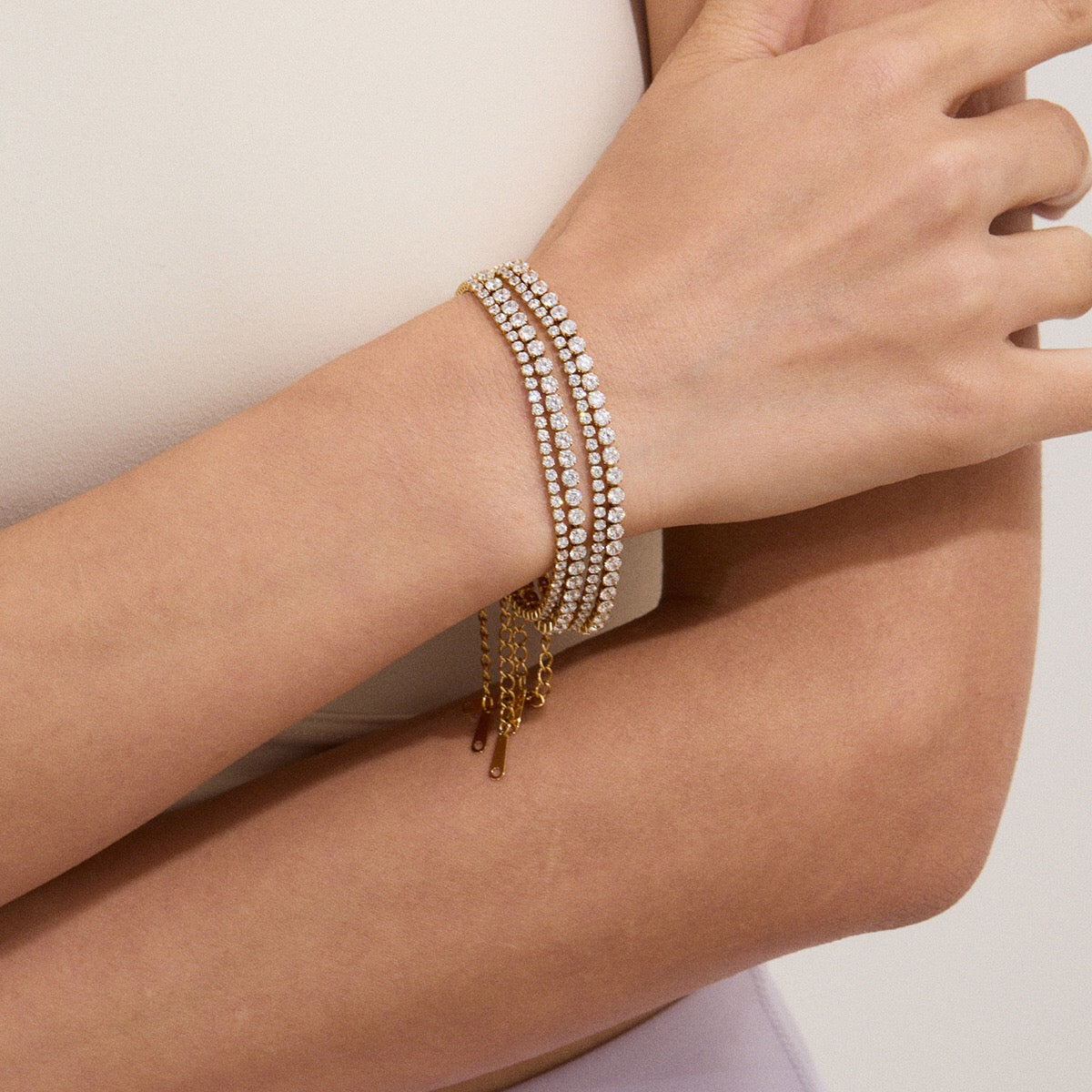 18K Gold Luxe Shine Dainty Tennis Chain Bracelet