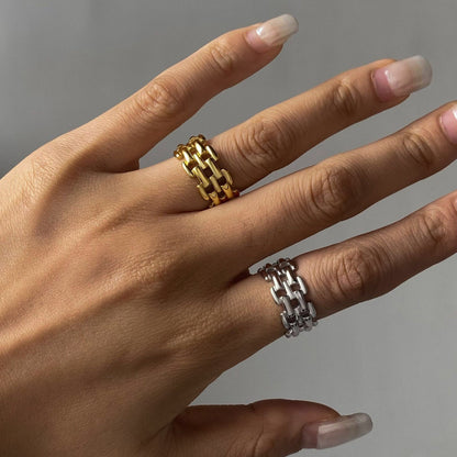 18K Gold Status Watch Band Chain Ring