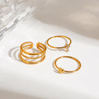 18K Gold Goddess Glow Four Leaf Clover Stacking Rings Set