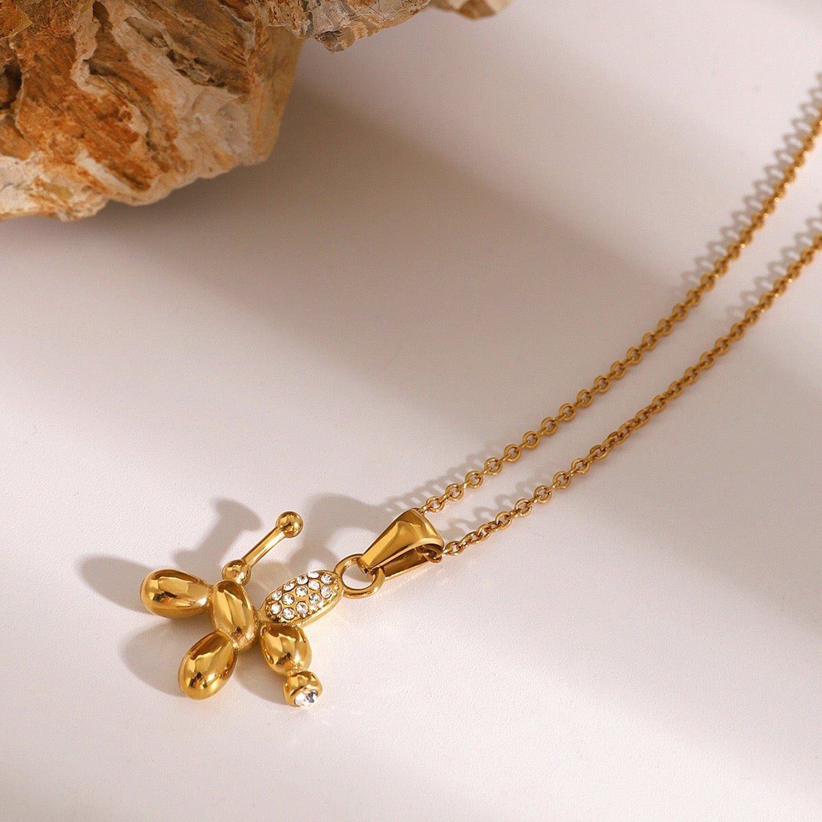 18K Gold Balloon Dog Pendant Necklace