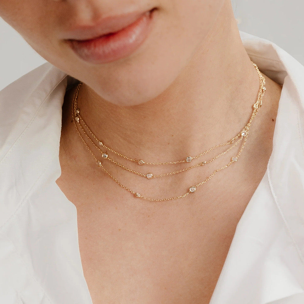 18K Gold Star Sprinkle Chain Layered Necklace Choker