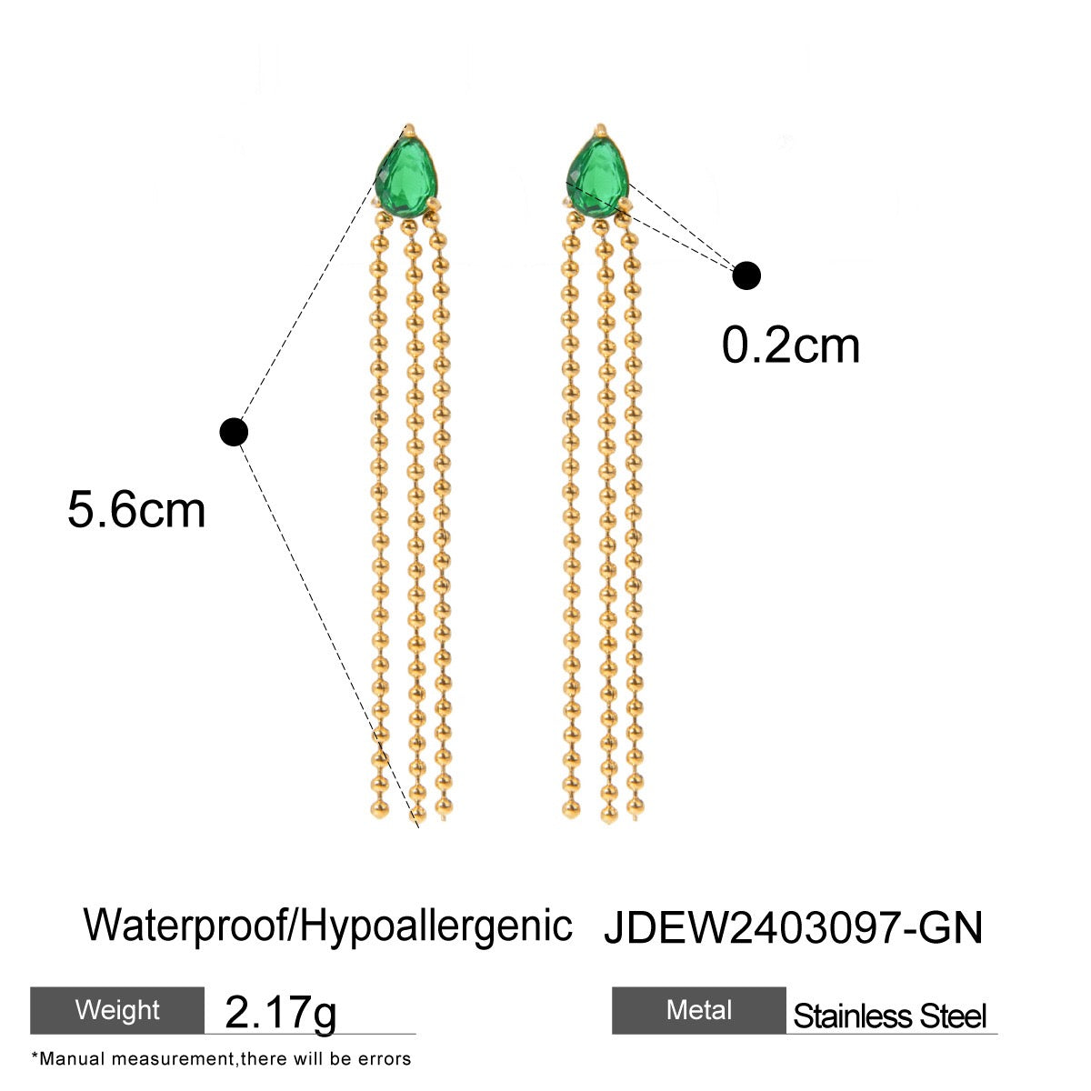 18K Gold Gemstone Drop Dangle Earrings