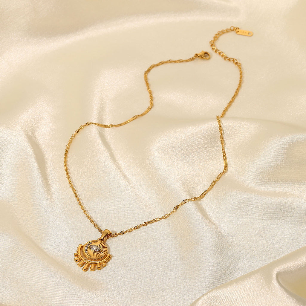 18K Gold Evil Eye Protection Pendant Necklace