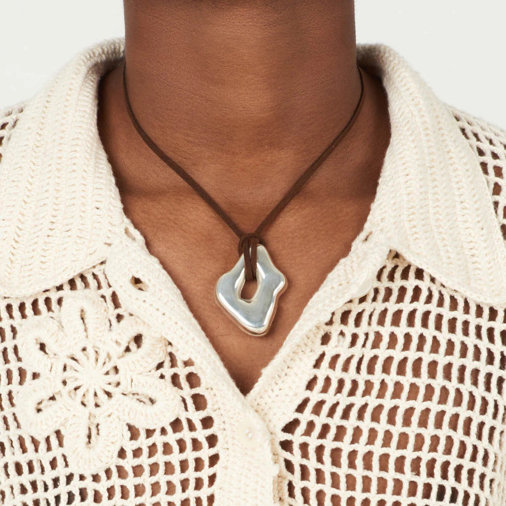 18K Gold Free Flow Geometric Statement Pendant Necklace