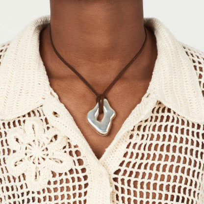 18K Gold Free Flow Geometric Statement Pendant Necklace