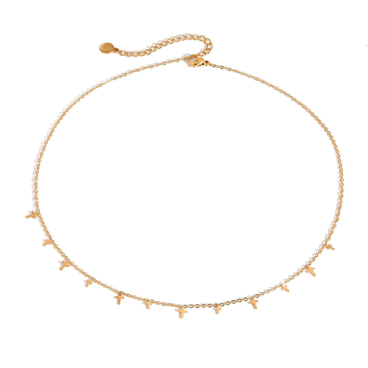 18K Gold Cross Dainty Chain Necklace