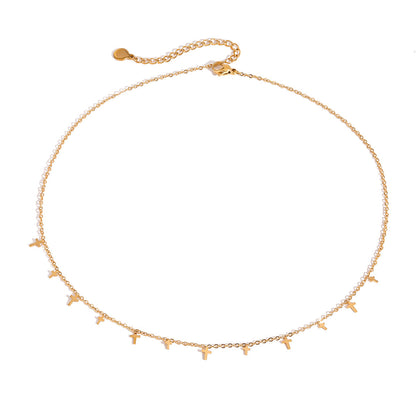 18K Gold Cross Dainty Chain Necklace