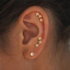 18K Gold Celestial Glow Stars Flat Back Stud Nap Earrings Set