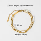 18K Gold Opulence Paperclip Chain Tennis Chunky Statement Bangle Bracelet Stack