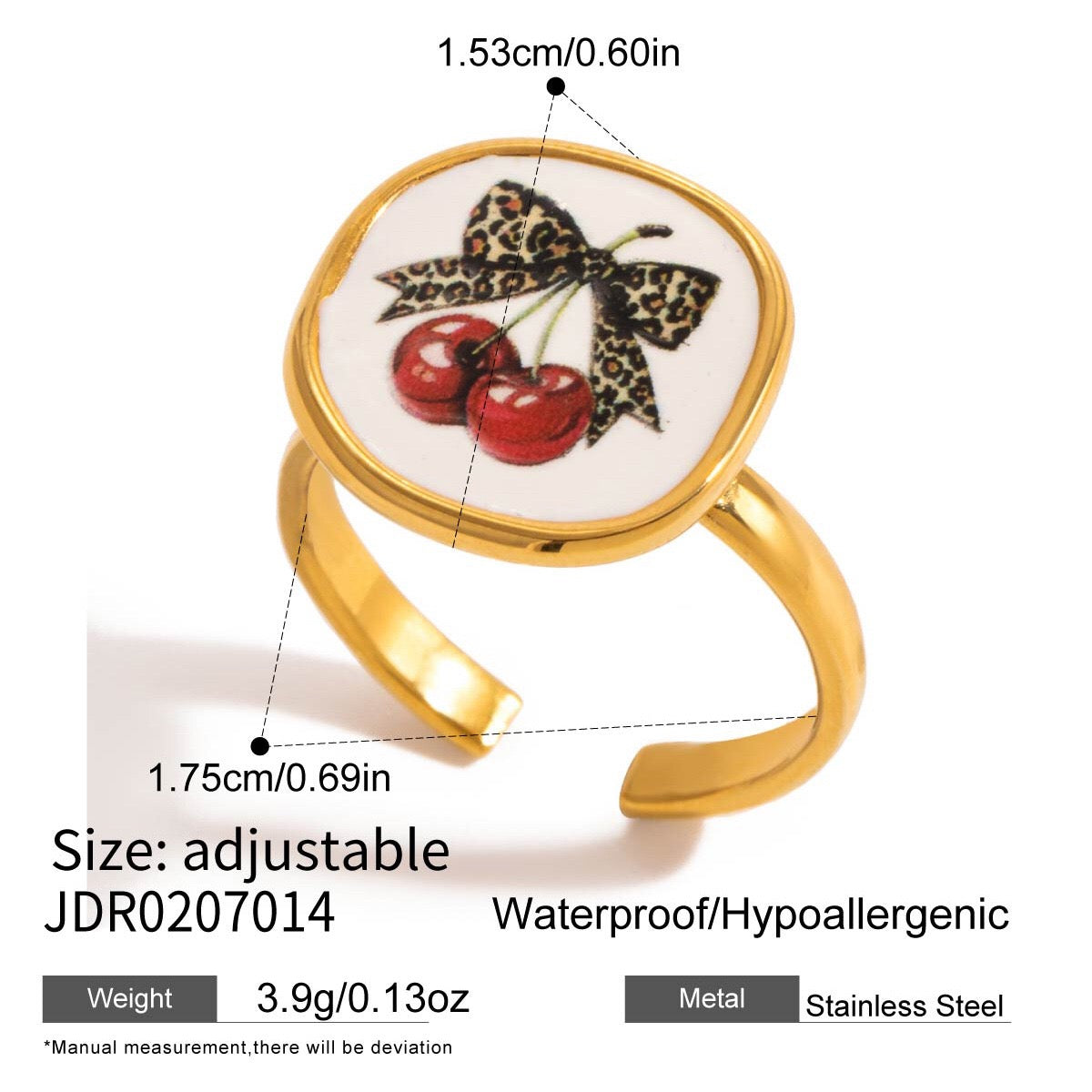 18K Gold Red Cherry Ring